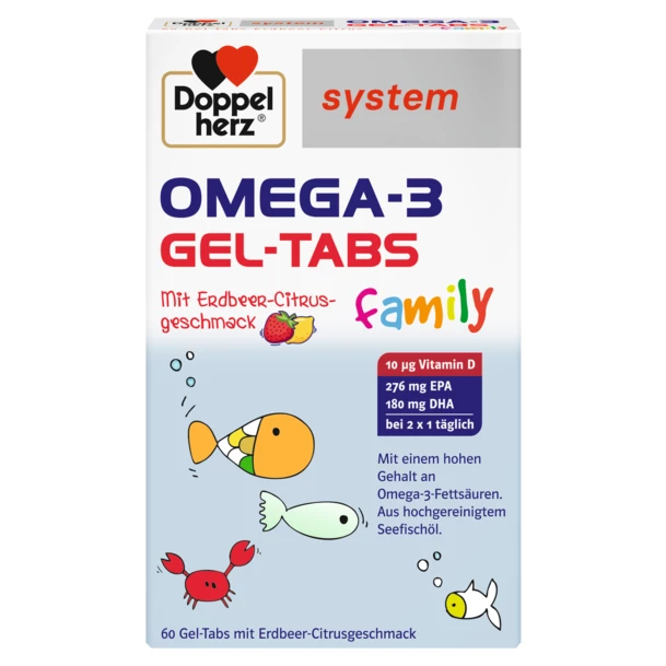 Omega 3 Gel Tabs Family, Doppelherz System | 60 comprimate masticabile