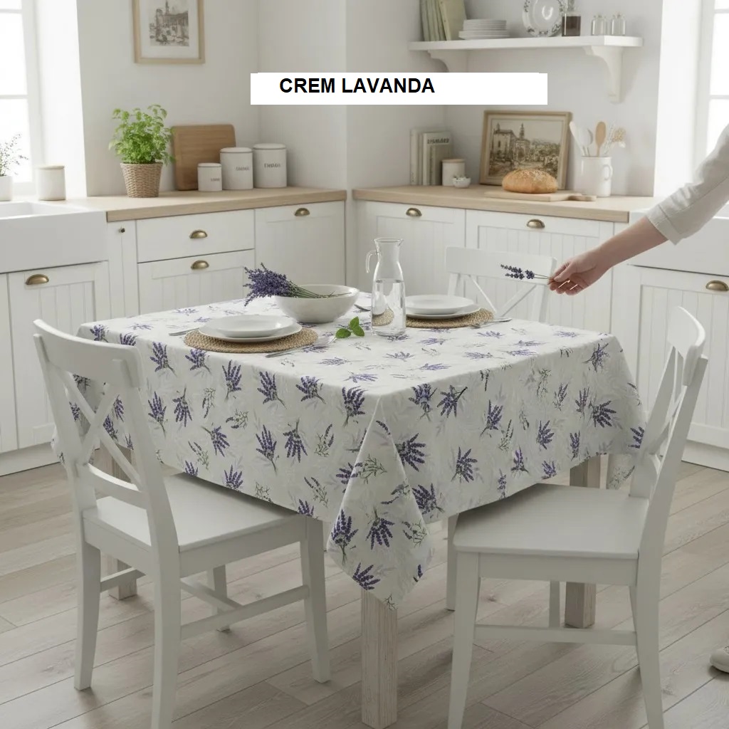 Fata de masa teflonata antimurdarire crem lavanda 180x240 cm, Ralex | 1 buc