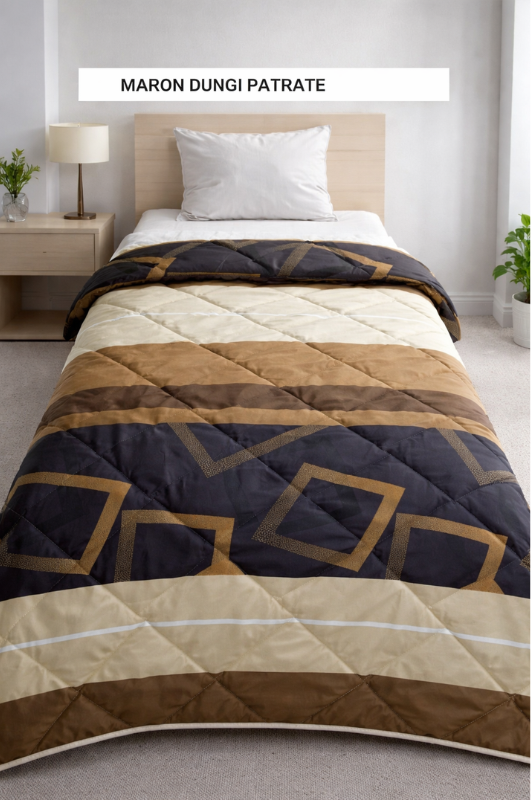 Pilota pat 3D 1 persoana maron dungi patrate 140x200 cm, Ralex | 1 buc