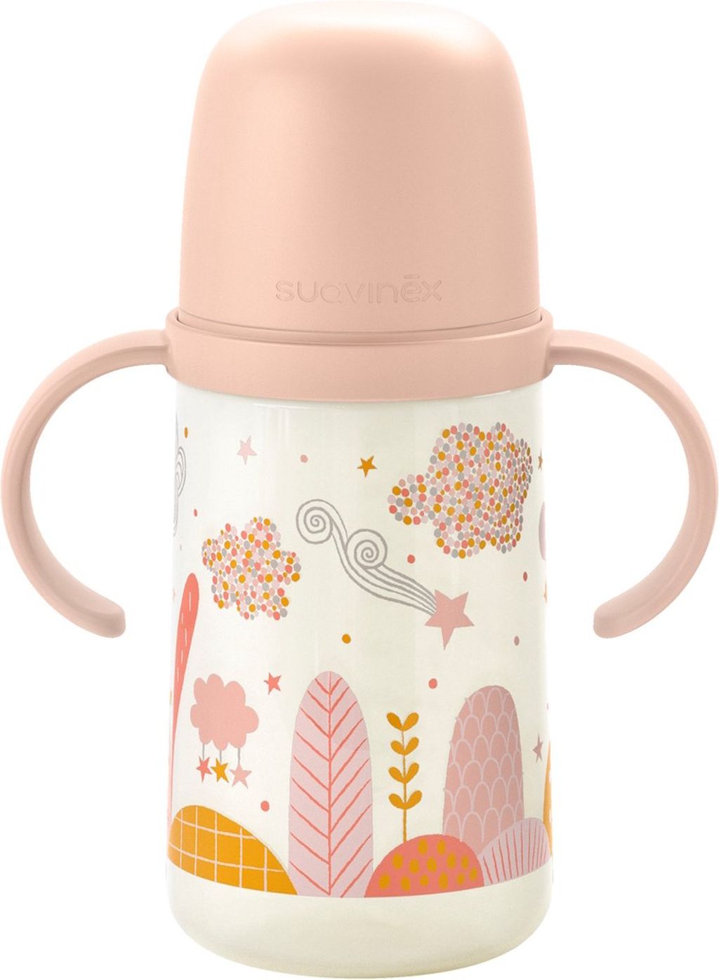 Cana cu manere si cioc din silicon Dreams Roz, +6 luni, Suavinex | 270ml