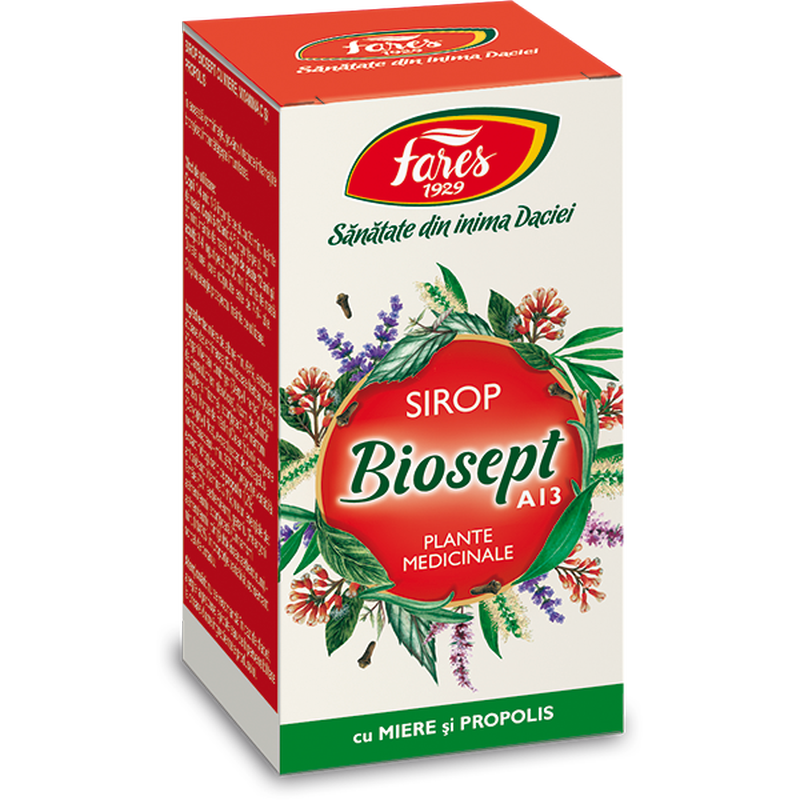 Biosept cu miere si propolis, A13, sirop, Fares | 100 ml