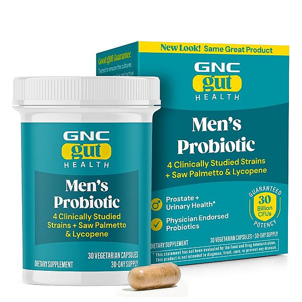 GNC Gut Health Men’s Probiotic, Probiotic LAB4 Studiat Clinic, 30 Miliarde UFC Culturi Vii cu Saw Palmetto si Lycopene | 30 cps