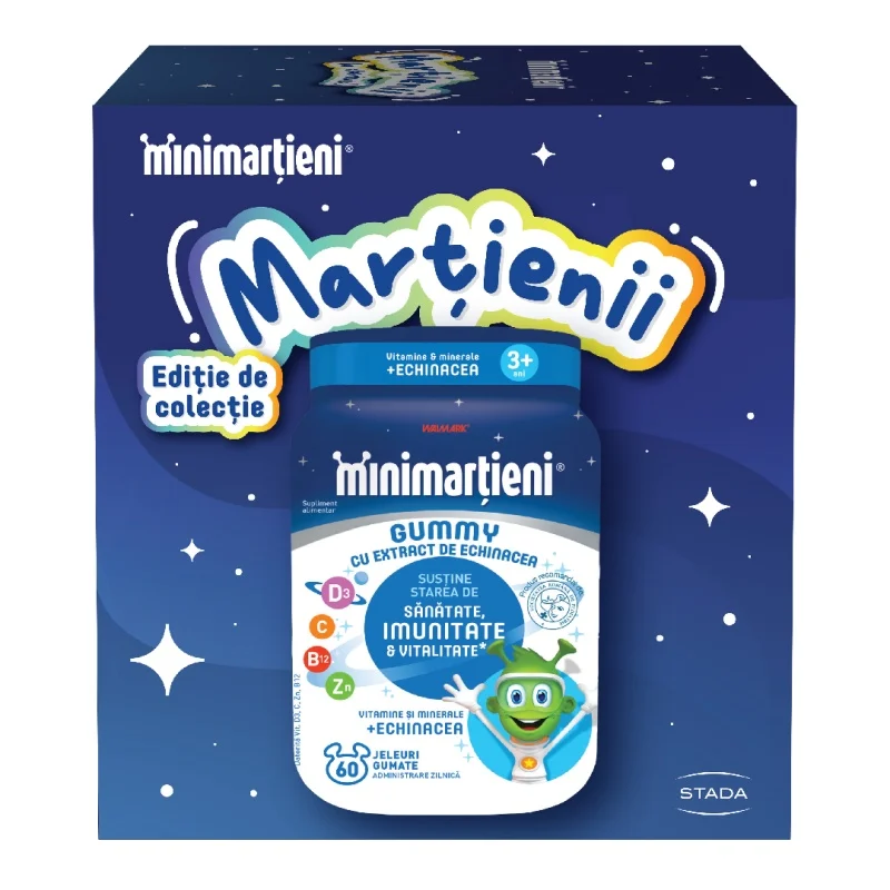 Minimartieni jeleuri cu Echinacea, +3 ani, cu breloc, Walmark | 60 jeleuri