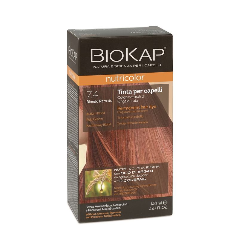 Vopsea de par Nuanta 7.4 Auburn Blond Nutricolor, Biokap | 140 ml