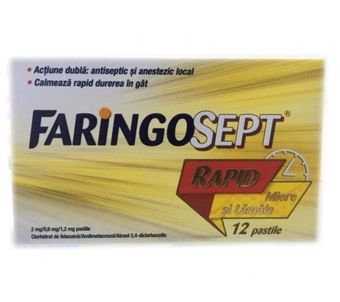 FARINGOSEPT RAPID MIERE SI LAMAIE 2 MG/0,6 MG/1,2 MG X 12