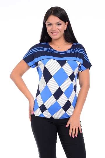 Bluza dama CV20047 albastru geometric, Cesy | marimea M