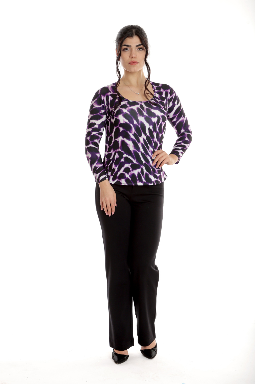 Bluza dama CP24014 mov indigo & alb, Cesy | marimea S