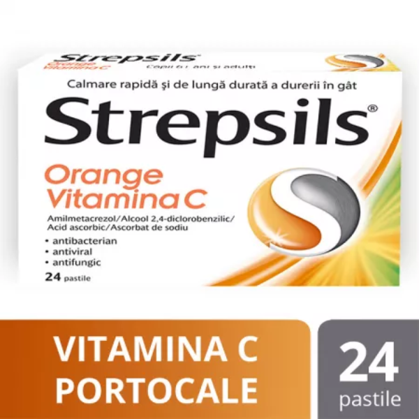 Strepsils Orange Vitamina C, Reckitt Benckiser | 24 pastile