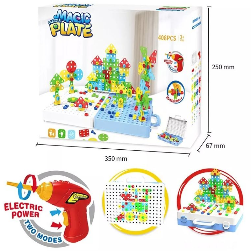 Set creativ bormasina electrica, Fun Toys | 408 piese