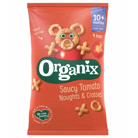 Snack ecologic Bio din Porumb si Rosii (X si O) 10+ luni, Organix | 4 X 15 g