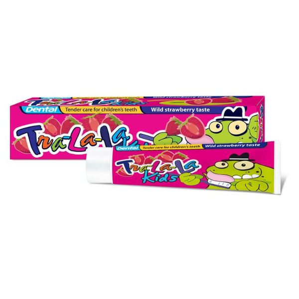 Pasta de dinti pentru copii cu aroma de capsuni +3 ani, TRA-LA-LA, Rubella | 50 ml