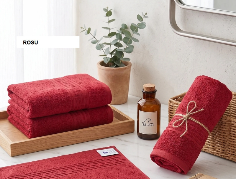 Set prosop GREEK BORDER 100% bbc Rosu, Ralex | 2 buc