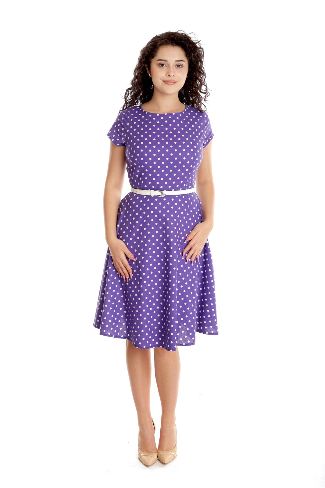 Rochie clos CV24037 mov lila/alb buline, Cesy | marimea XL