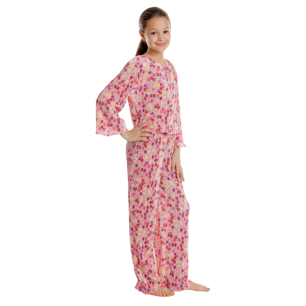 Tinuta fete AP2532 roz/floral multicolor, Andana | marimea 38 (11/12 ani)
